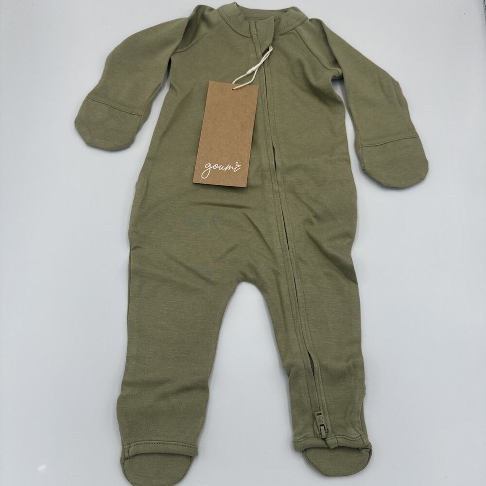 Goumi Kids Baby Footie Size Newborn Sleeper Zippy Jumpsuit‎ Bamboo Artichoke NEW
